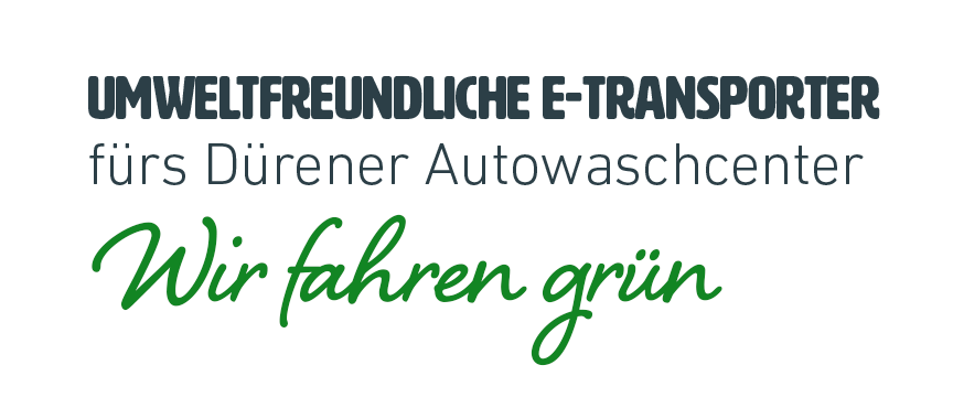 Infografik "Umweltfreundliche E-Transporter fürs Dürener Autowaschcenter Wir fahren Grün"